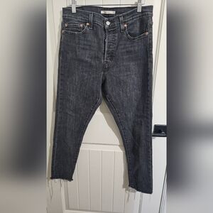 Levi's Women's Wedgie Skinny Jeans in Dark Gray With Button Fly